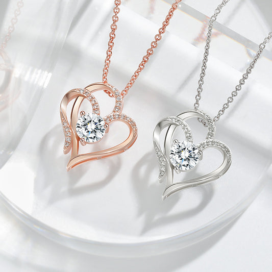Twin Heart Rhinestone Necklace