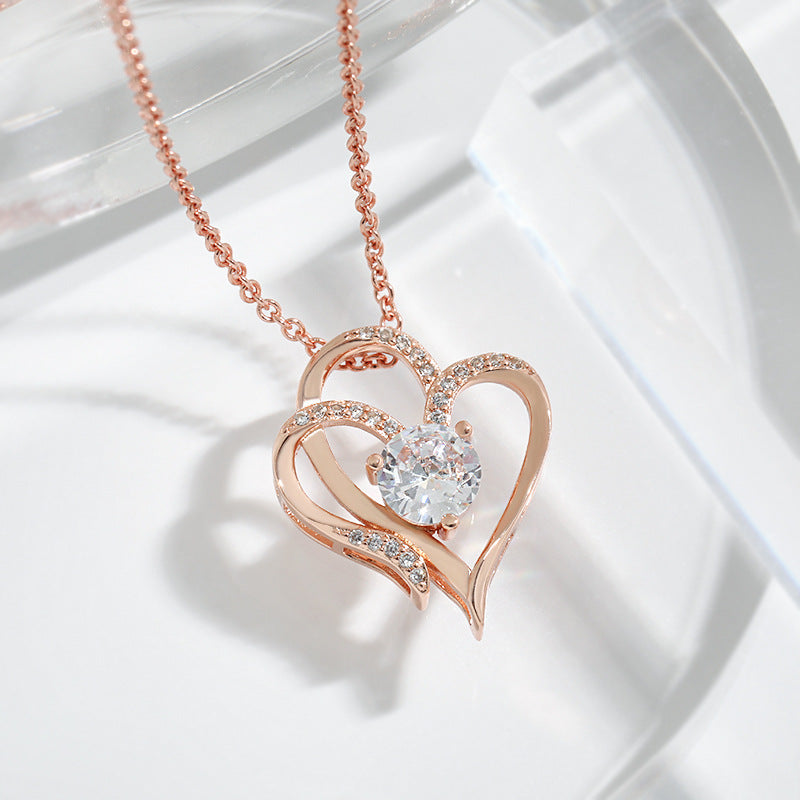 Twin Heart Rhinestone Necklace