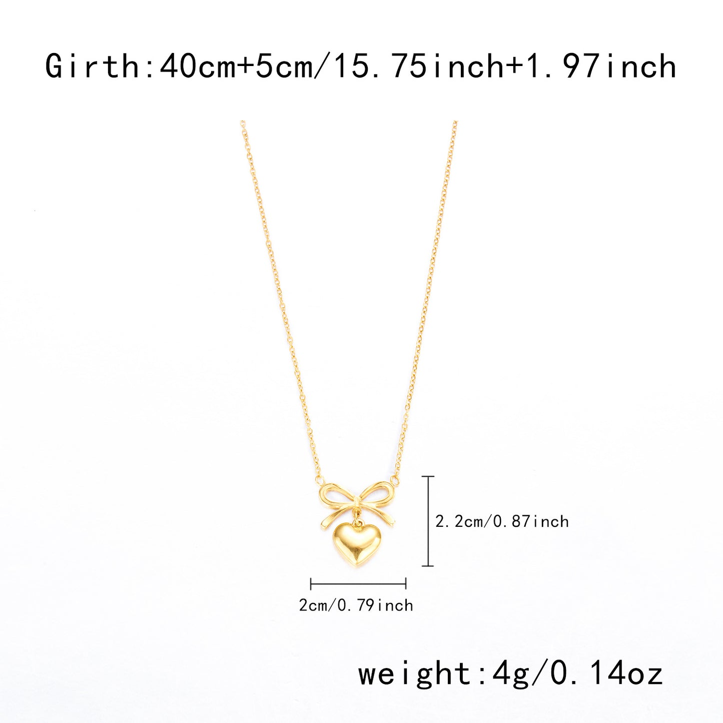 Bow Heart Charm Necklace