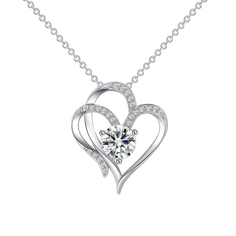 Twin Heart Rhinestone Necklace