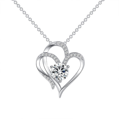 Twin Heart Rhinestone Necklace